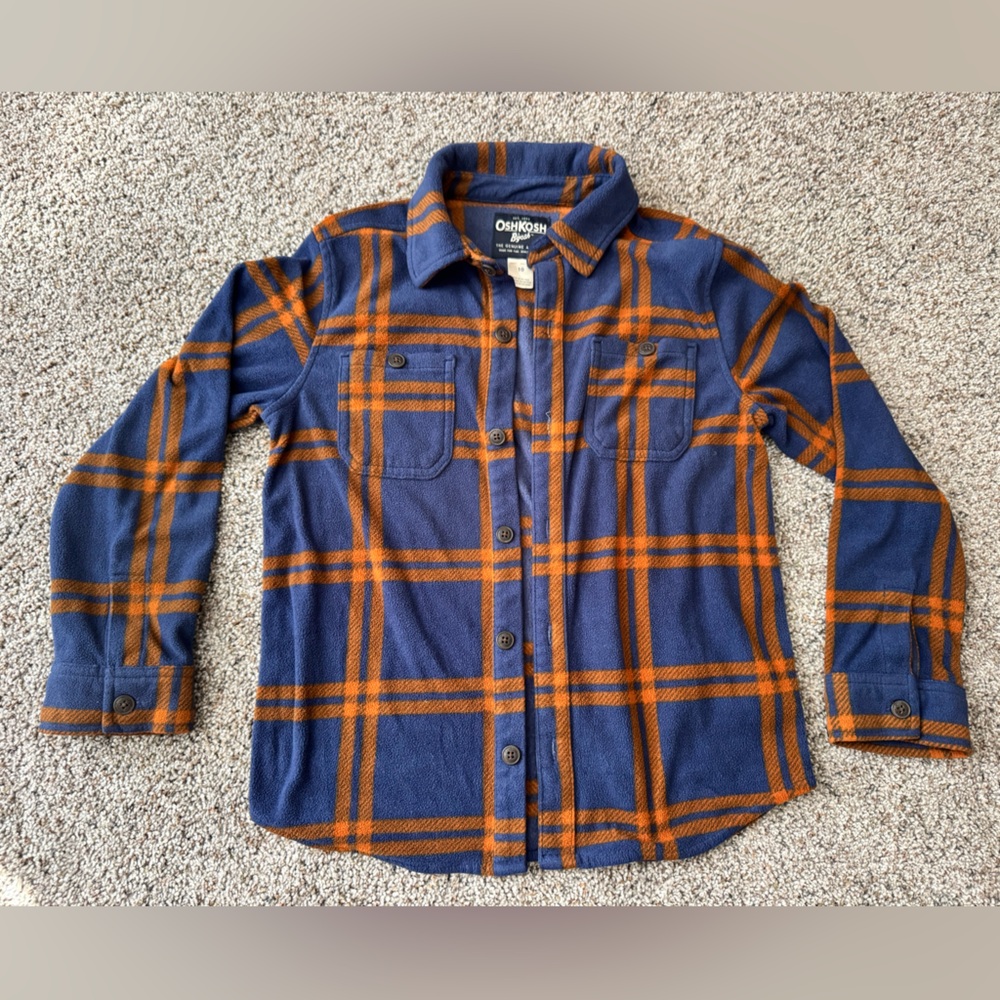 OshKosh B'gosh Blue and brown Plaid Fleece Shirt Jacket